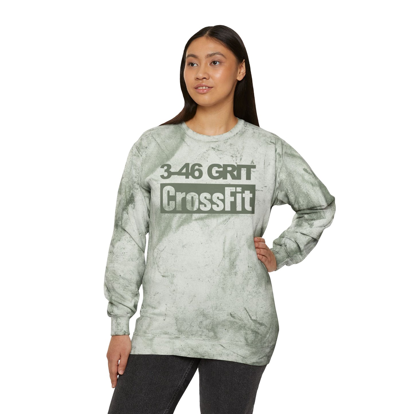3-46 Grit CrossFit Green Tie-Dye Crewneck Sweatshirt