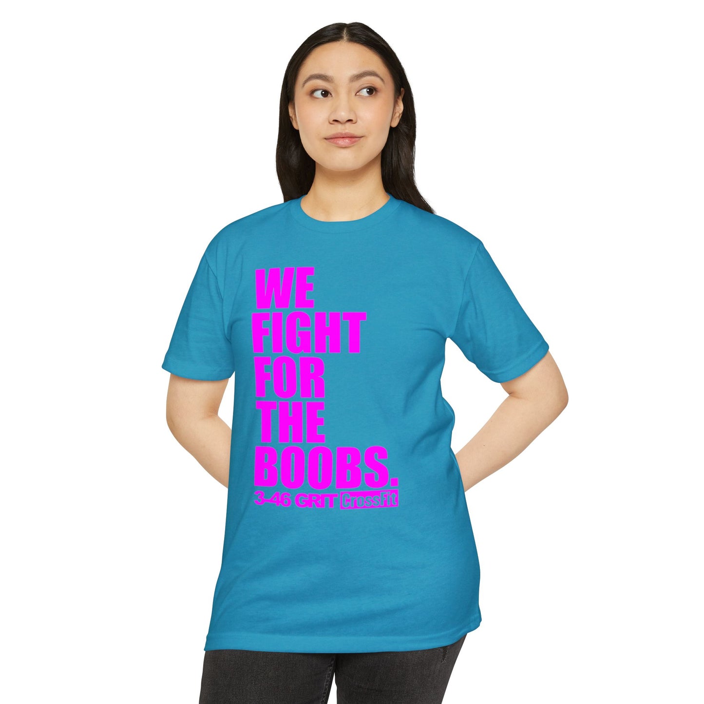 Fight for the Boobs | 3-46 GRIT CrossFit Breast Cancer Awareness Unisex Tee