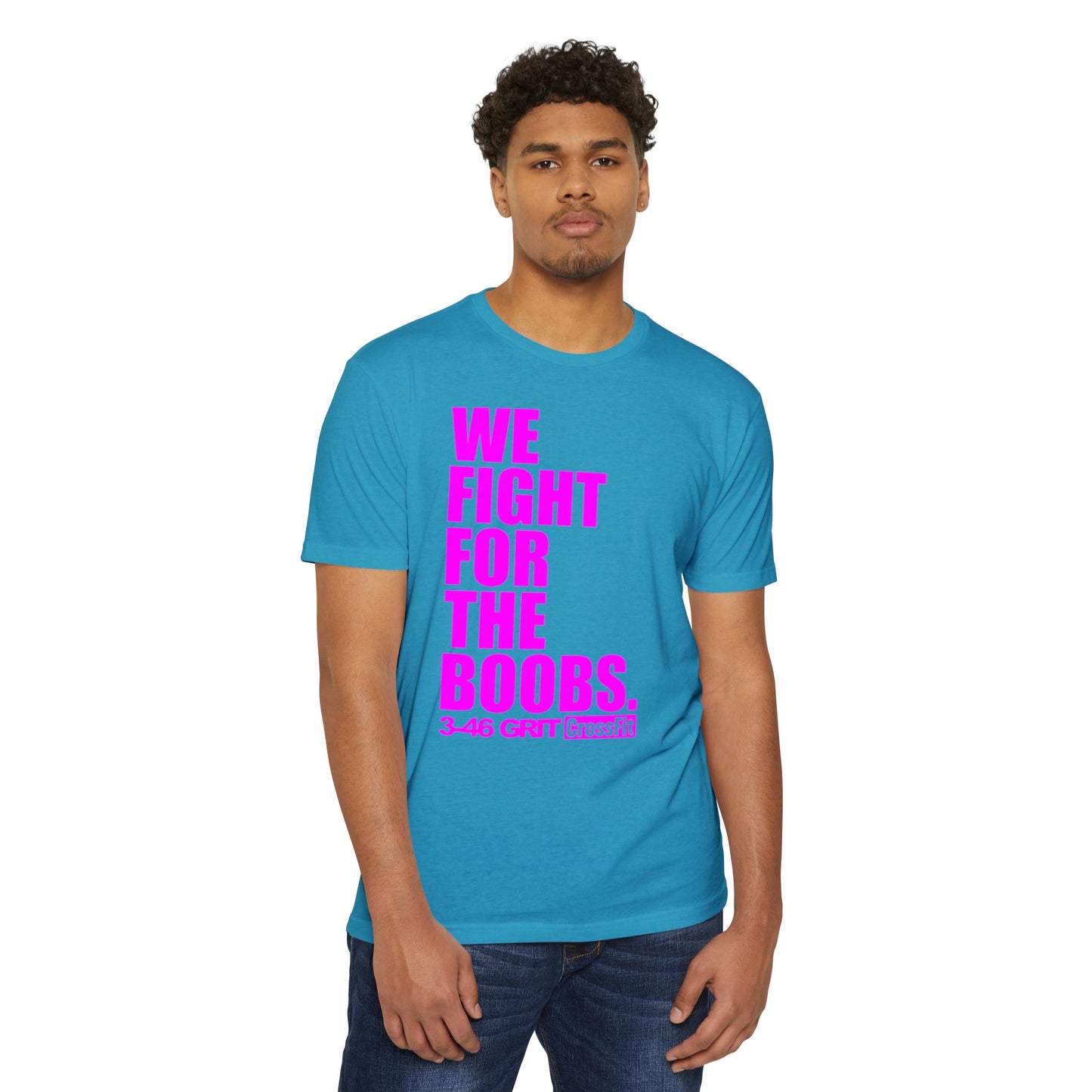 Fight for the Boobs | 3-46 GRIT CrossFit Breast Cancer Awareness Unisex Tee