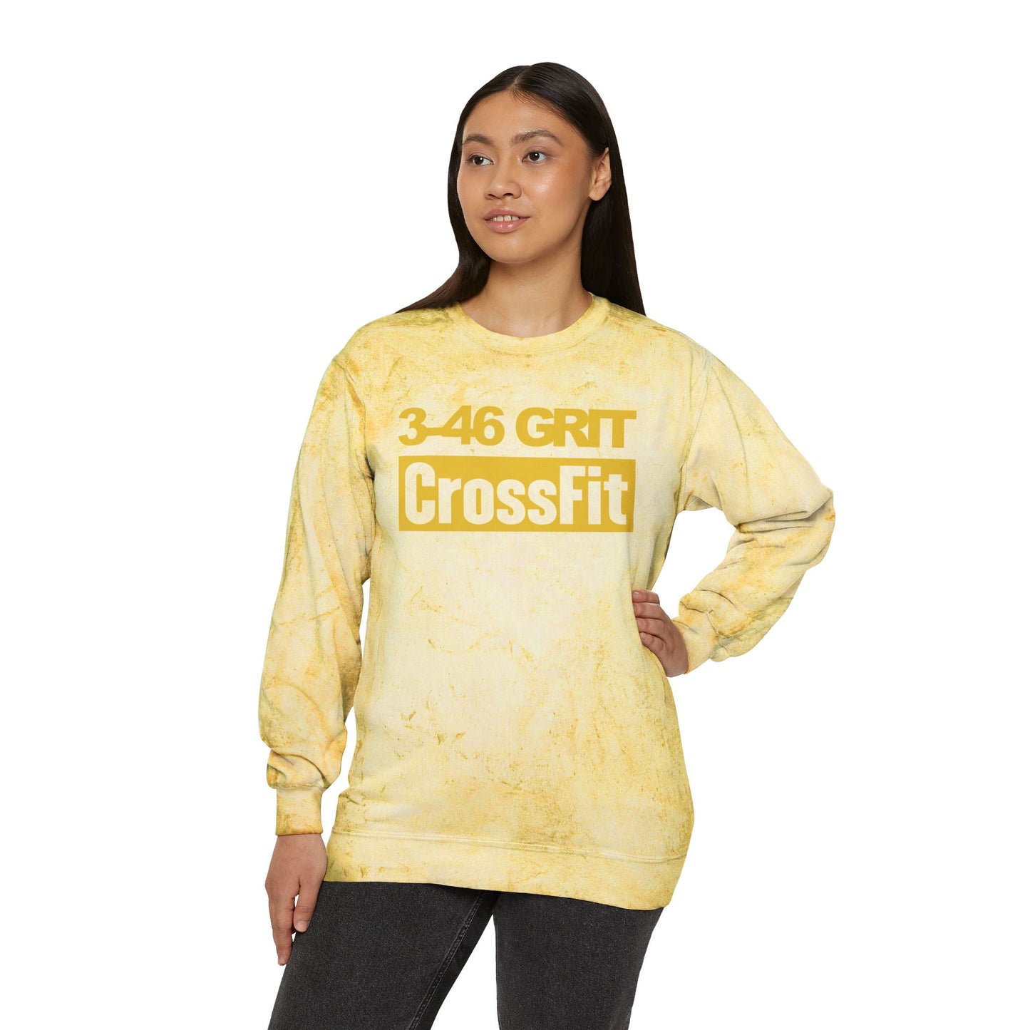 3-46 Grit CrossFit Yellow Tie-Dye Crewneck Sweatshirt