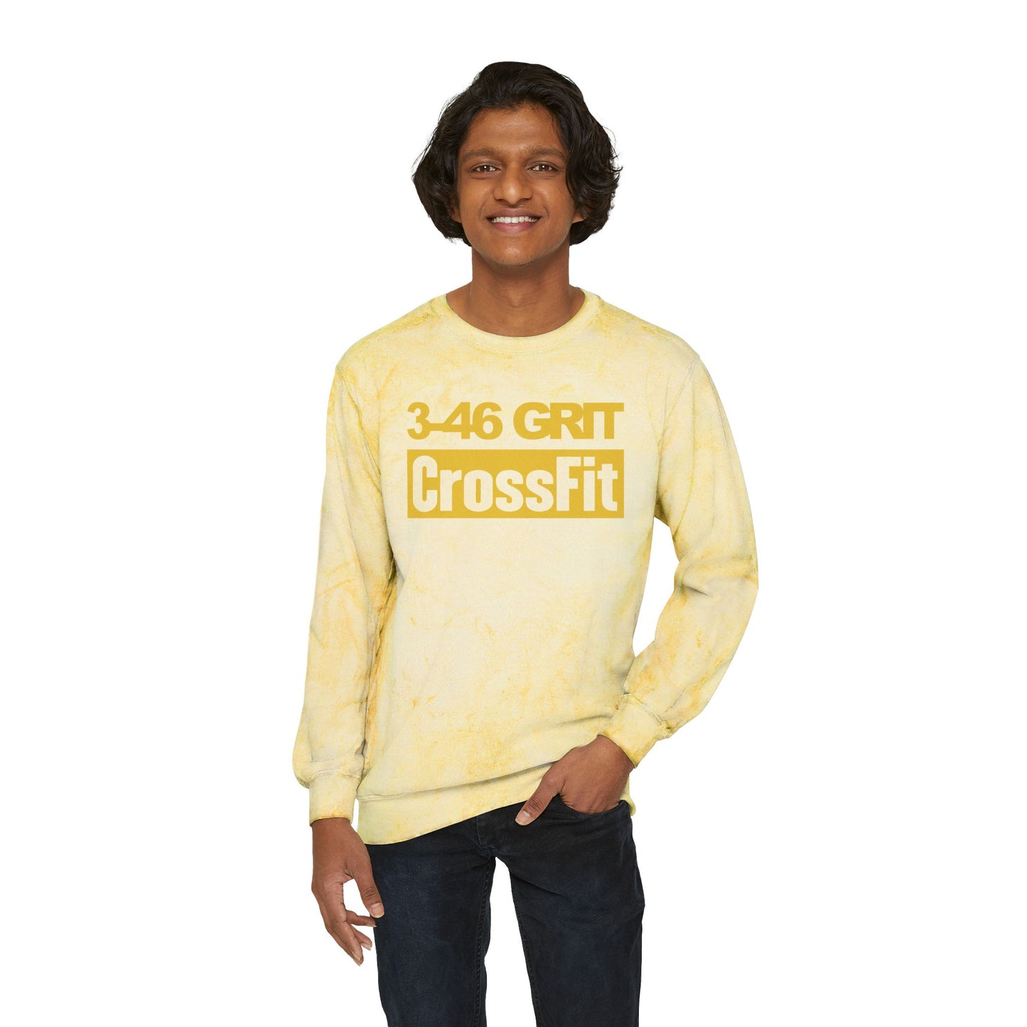 3-46 Grit CrossFit Yellow Tie-Dye Crewneck Sweatshirt
