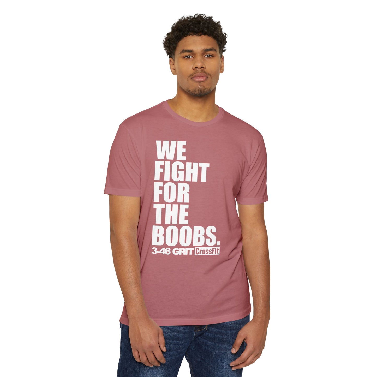 Fight for the Boobs | 3-46 GRIT CrossFit Breast Cancer Awareness Unisex Tee