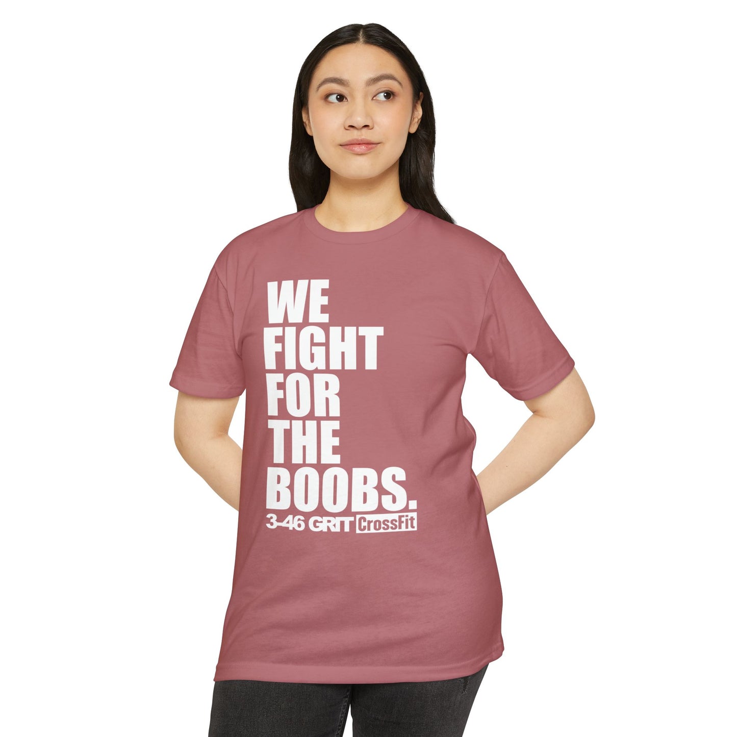 Fight for the Boobs | 3-46 GRIT CrossFit Breast Cancer Awareness Unisex Tee