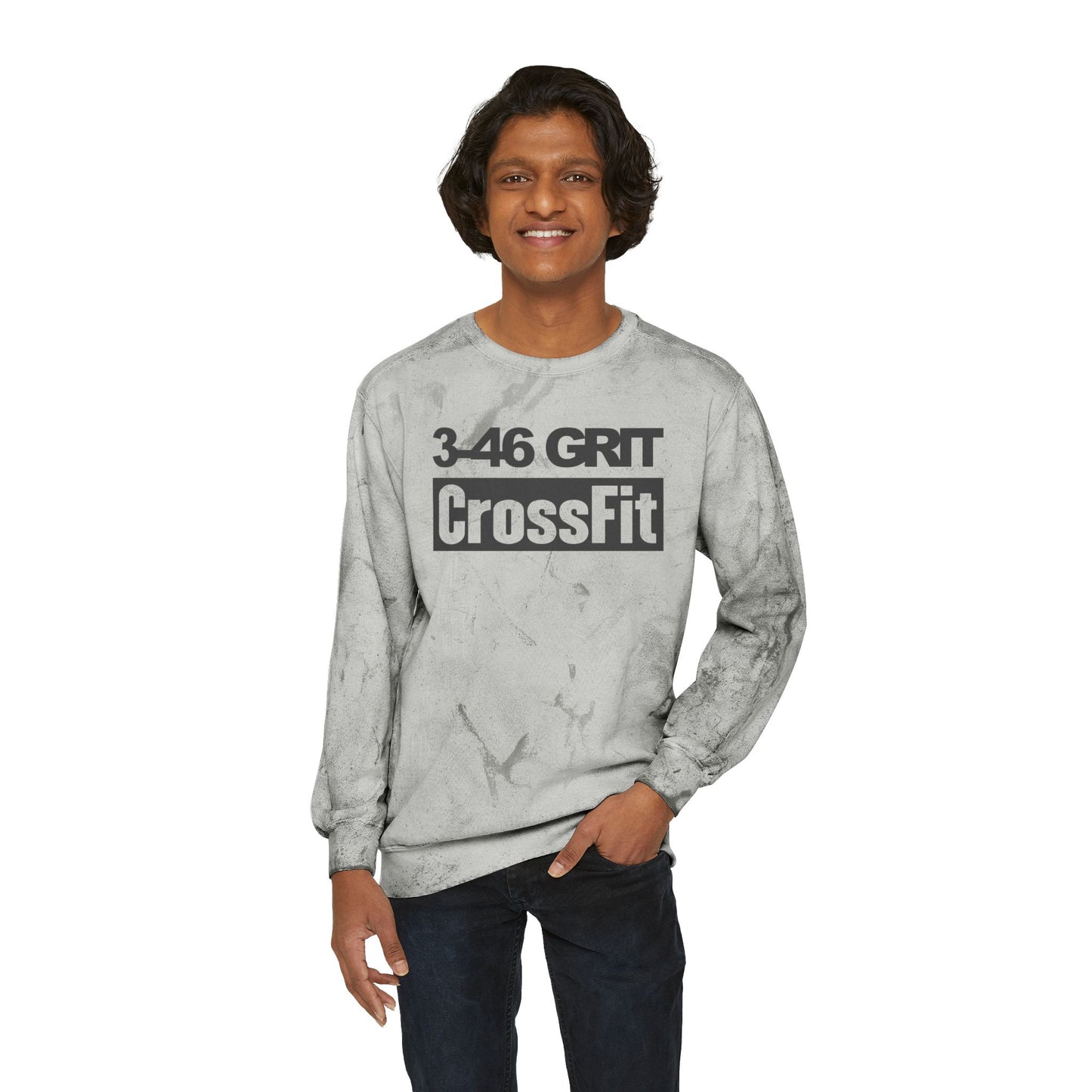 3-46 Grit CrossFit Gray Tie-Dye Crewneck Sweatshirt