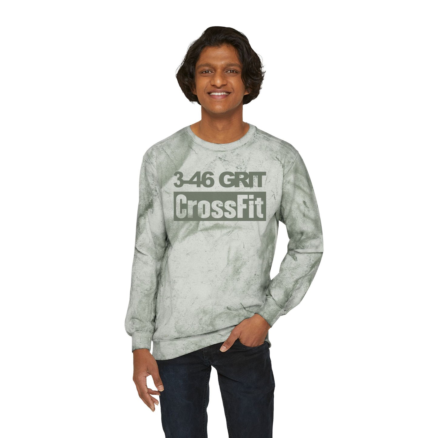 3-46 Grit CrossFit Green Tie-Dye Crewneck Sweatshirt
