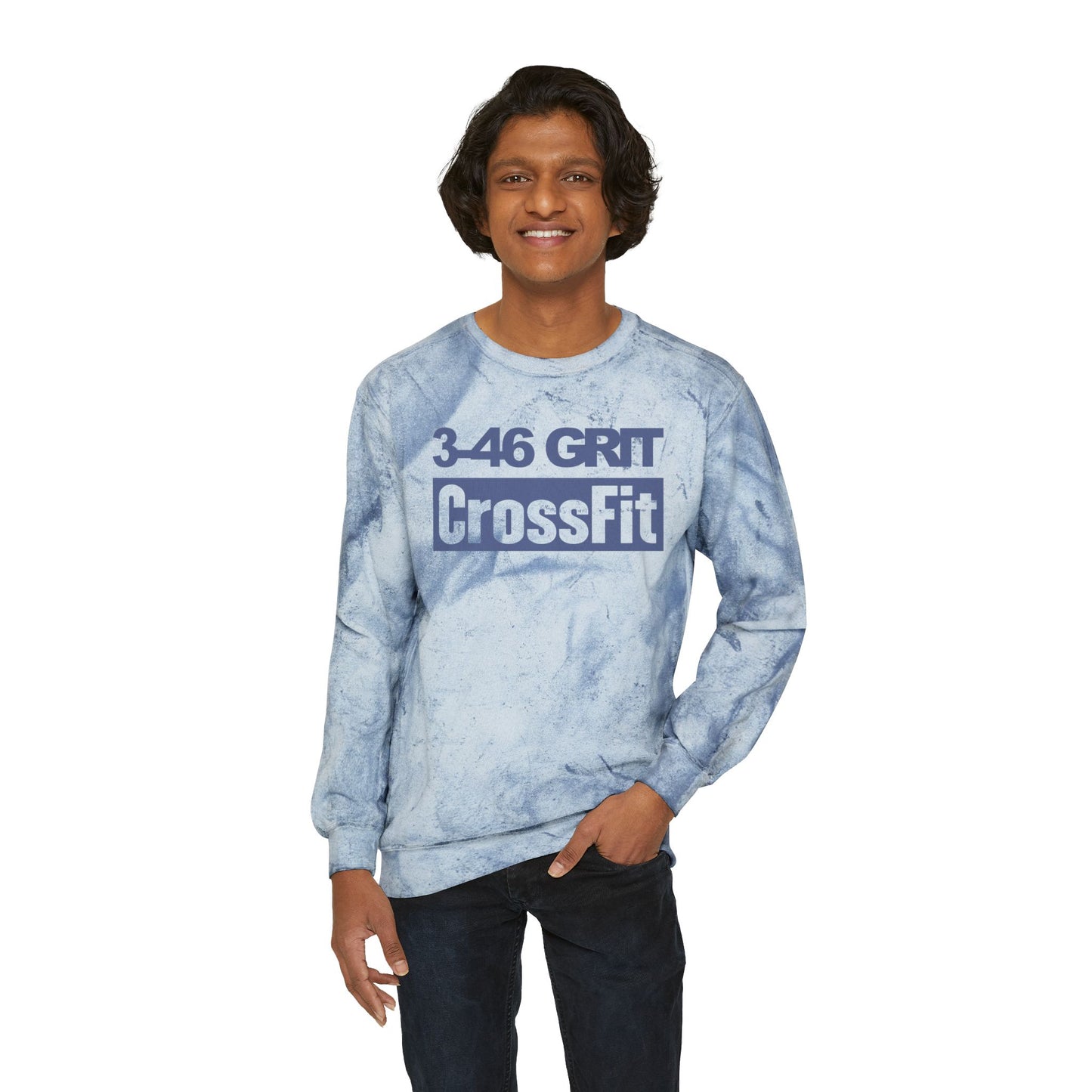 3-46 Grit CrossFit Blue Tie-Dye Crewneck Sweatshirt
