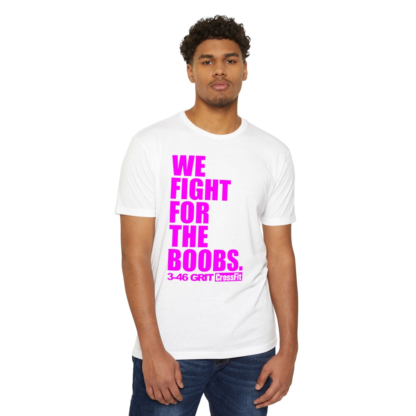 Fight for the Boobs | 3-46 GRIT CrossFit Breast Cancer Awareness Unisex Tee