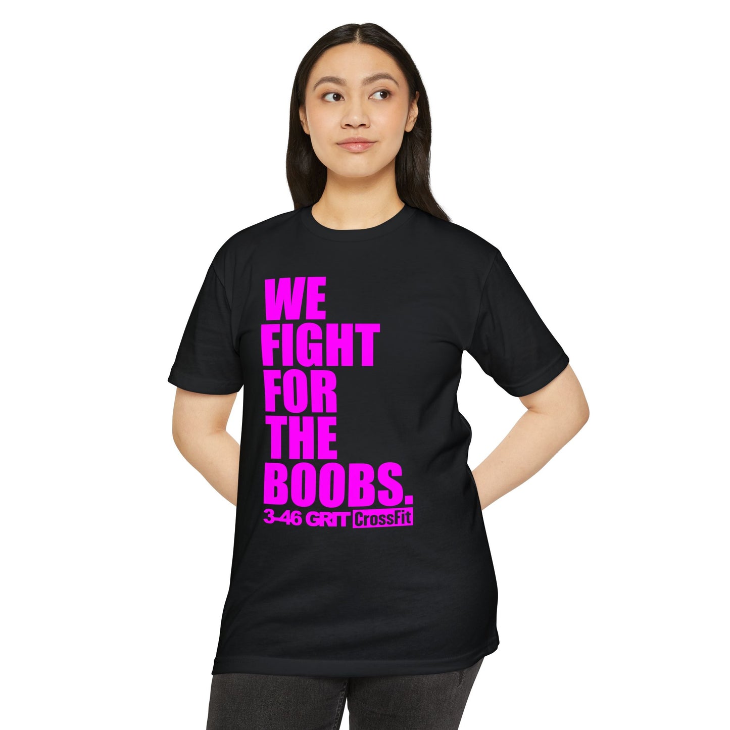 Fight for the Boobs | 3-46 GRIT CrossFit Breast Cancer Awareness Unisex Tee