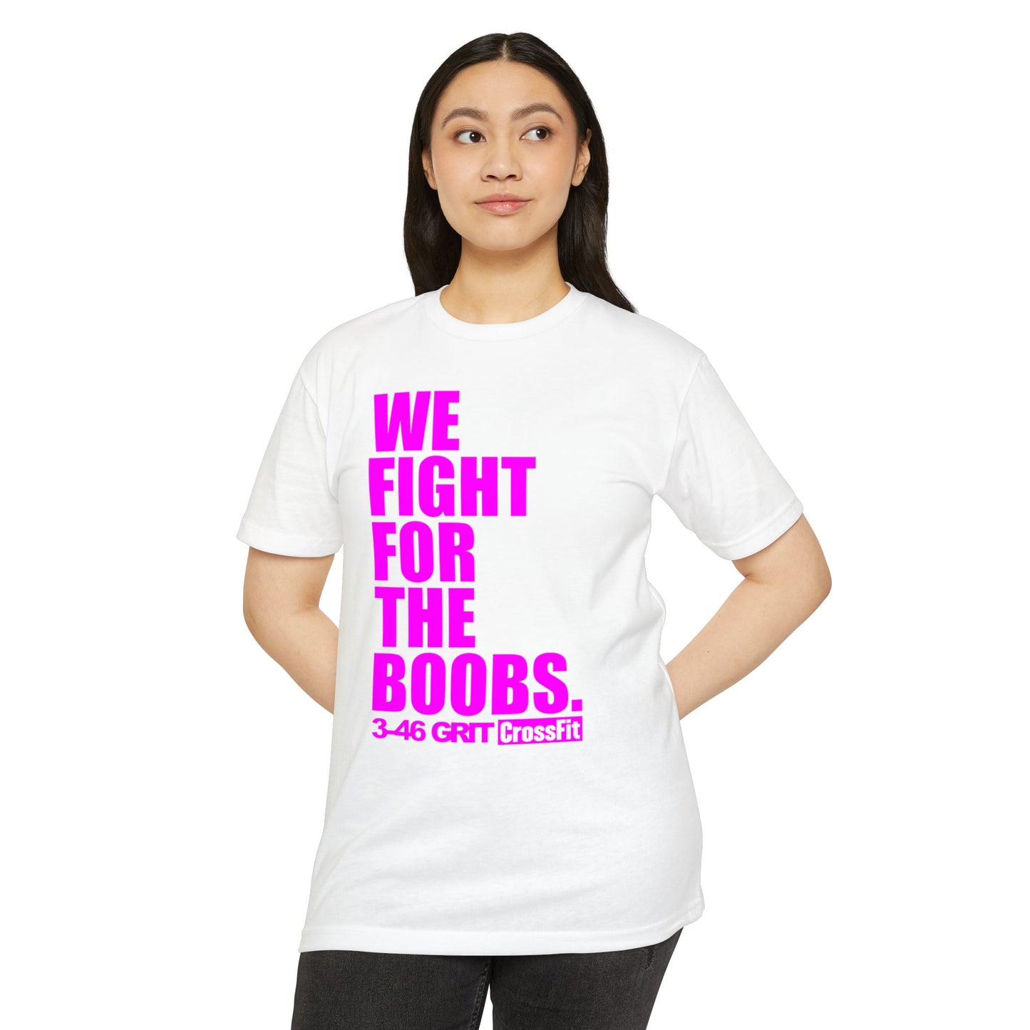 Fight for the Boobs | 3-46 GRIT CrossFit Breast Cancer Awareness Unisex Tee