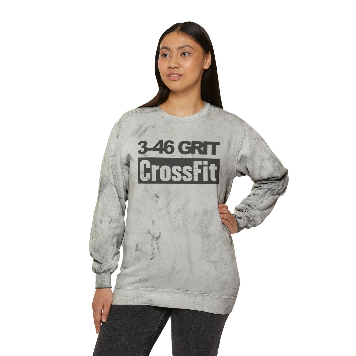 3-46 Grit CrossFit Gray Tie-Dye Crewneck Sweatshirt