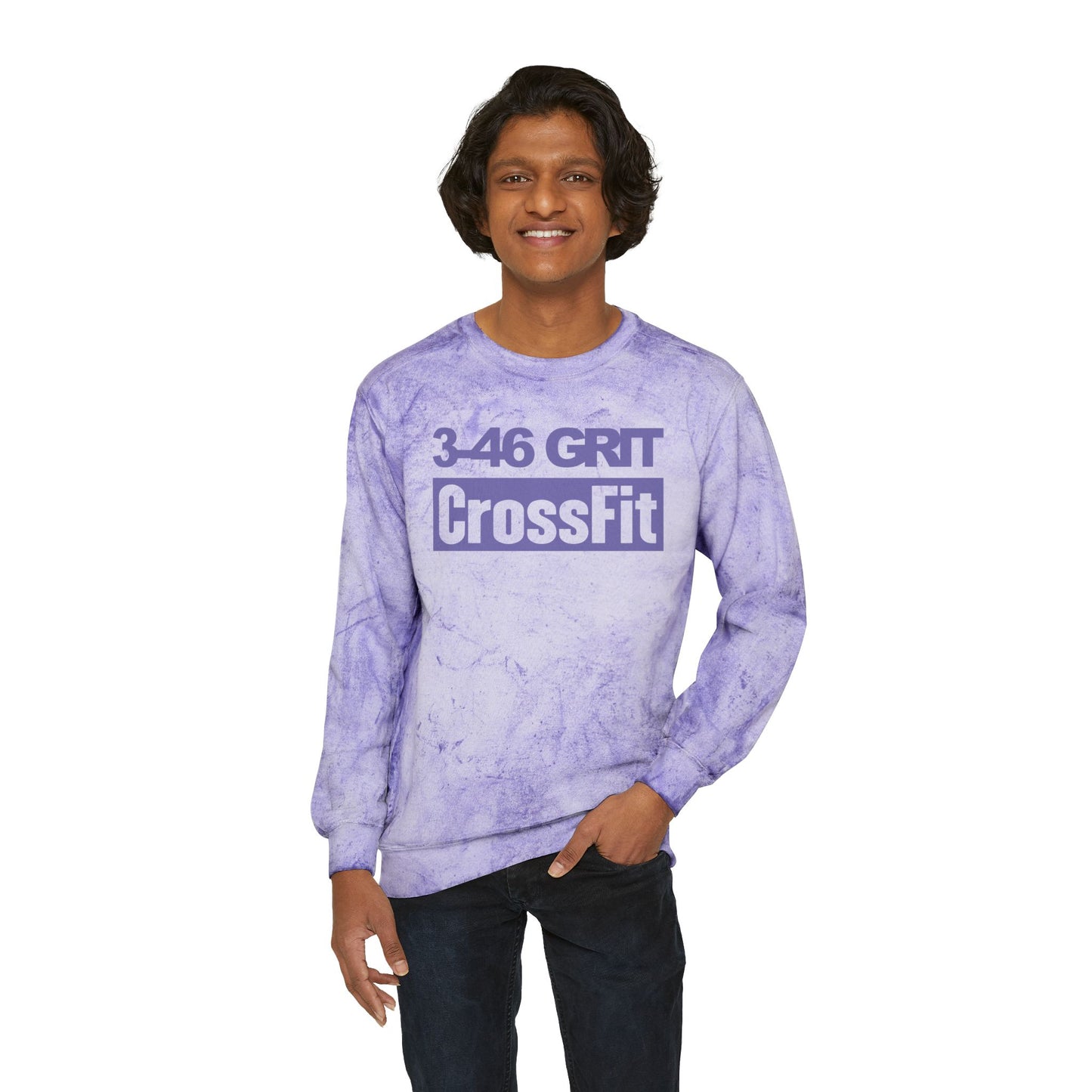 3-46 Grit CrossFit Purple Tie-Dye Crewneck Sweatshirt